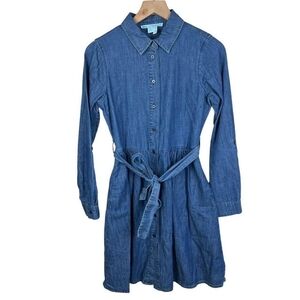 Draper James Women's Blue Denim Long Sleeve Front Button Dress